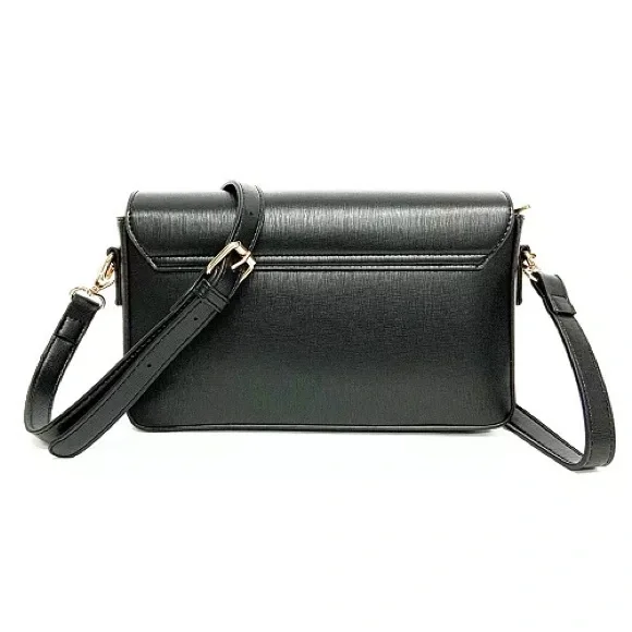 Badgley Mischka Jewel Bow Crossbody Bag Black Gold Logo Satchel NWT - Picture 3 of 6